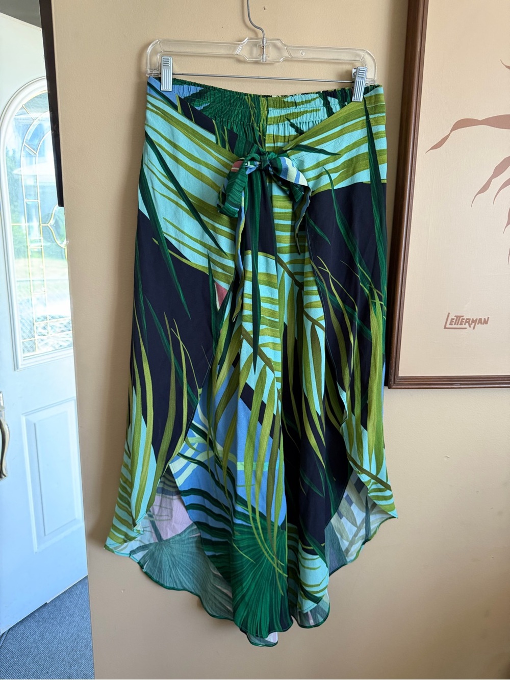 Bl-nk London Tropical Palm Print Overlay Resort Pants Sz L